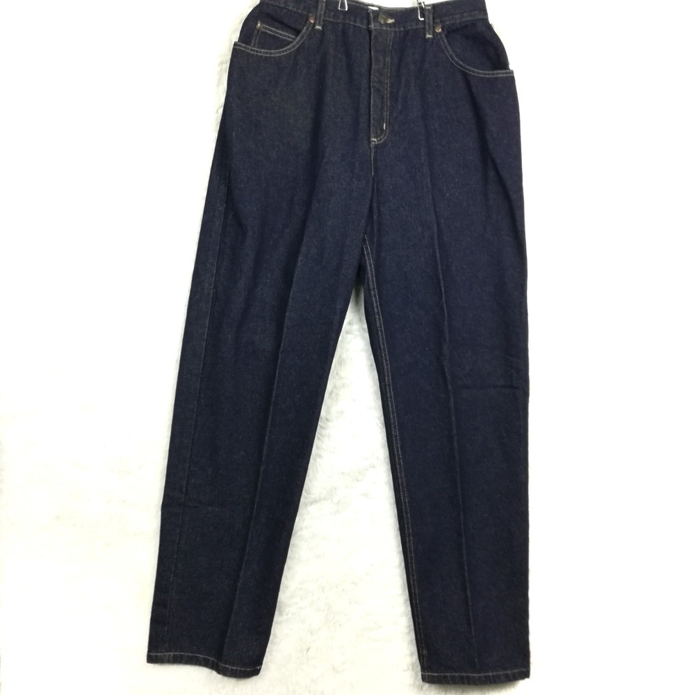 St. John's Bay Womens Jeans‎ Relaxed Tapered High Blue Denim Navy Stone 16 New